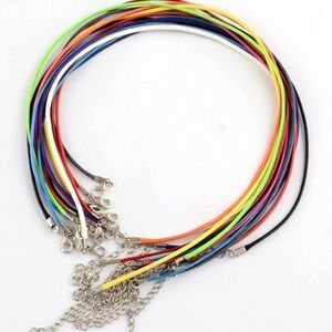 As Low As $2 5pcs Mix Color Waxed Cotton Cords for Necklace Making 17.4" +2" ext